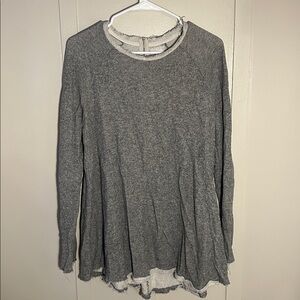 UO Brand Distressed Raw Hem Flowy Sweatshirt